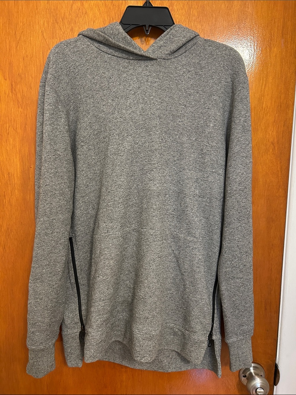 John Elliott Heather Gray Zip-Side Hooded Sweater Size large 3